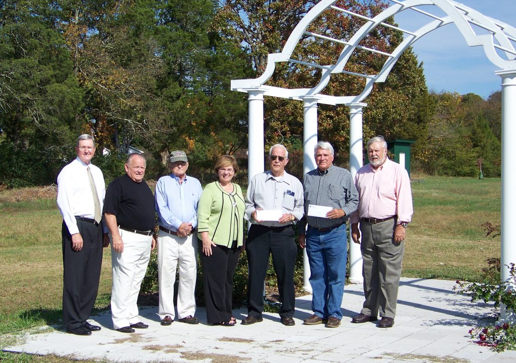 The first grant presentations were recently made from The Fund for Halifax County. Shown left to right are: Halifax Fund Advisory Committee members Logan Young, Bill Kelehar and Mayor Carroll Thackston; Community Foundation Director Debra Dodson; South Boston-Halifax County Museum Board President Paul Smith; and Bill McCabe, Southern Virginia Botanical Gardens Board Vice President Bill McCabe and President Dr. Charles Stallard.